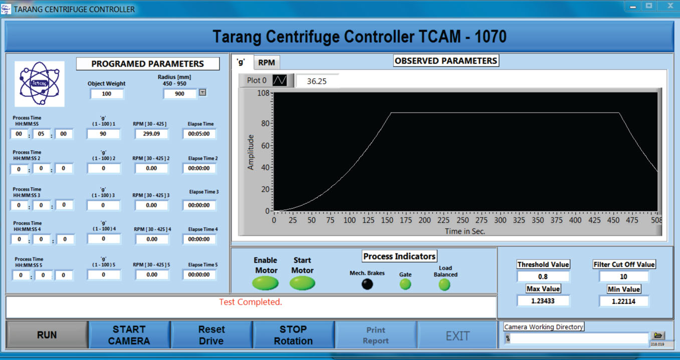 Centrifuge Machine for acceleration control and monitoring system